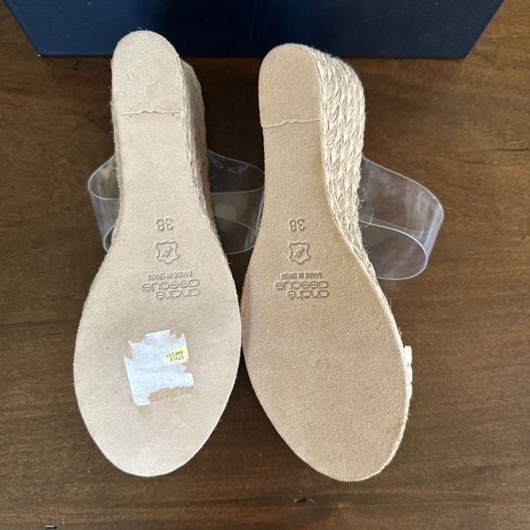 André Assous Anfisa Espadrille Clear Wedge Raffia Sandals Shoes Size 7 / 8 NEW - Picture 7 of 8